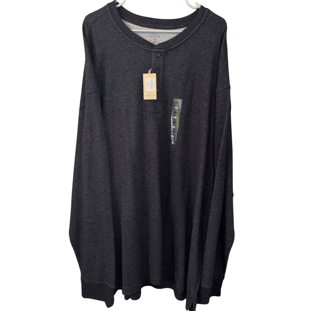Redhead Brand Co. men’s charcoal gray Henley thermal long sleeve shirt NWT 4XL